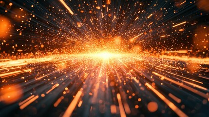 Poster - Bright explosion of light radiating outwards in vivid colors creating an enchanting visual display