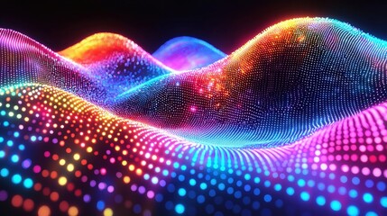 Poster - Colorful wave of light flowing gracefully in a captivating display of vibrant colors and motion
