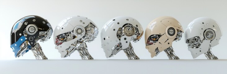 Poster - A stock pack of cyborg head 3D renderings