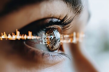 Poster - Man of the future with a modern cybernetic appearance and a technological eye panel made of screens