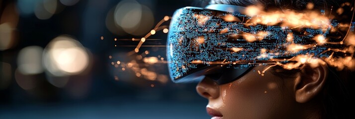 Poster - The creation of a digital interface through 3D rendering using a cyborg head with stock