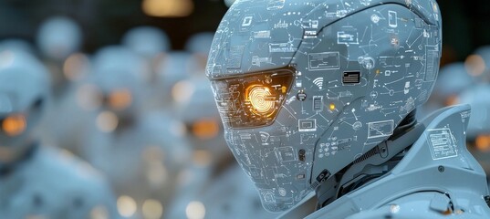 Poster - White humanoid system for controlling modern device interfaces