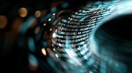 Poster - The background is an abstract representation of holographic information displayed digitally in a high-tech manner