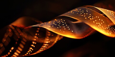 Wall Mural - Long, thin, orange ribbon with many small dots on it