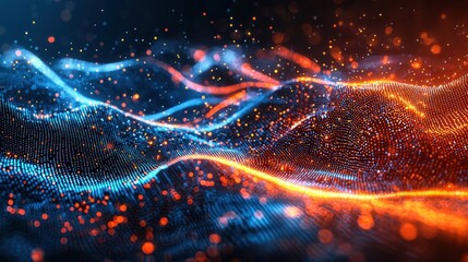 Poster - Digital wave with bright light creating a stunning visual effect in a modern and high-tech environment