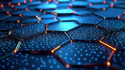 Poster - Simple yet striking hexagon shape set against a bright blue background enhancing its visual impact
