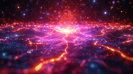 Poster - Vibrant burst of multicolored light creating a dazzling display of radiant energy and beauty