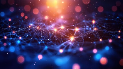 Poster - Intricate network of lights forming a captivating display representing connectivity and communication