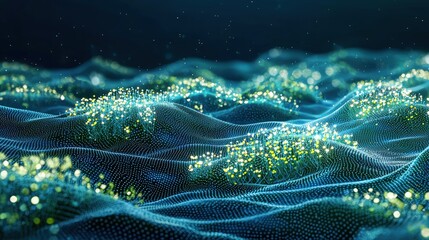 Poster - Captivating wave design composed of numerous tiny dots creating a unique visual pattern