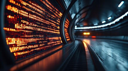 Poster - Dynamic tunnel scene with a fast-moving train creating motion and energy in urban environment