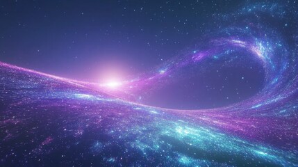 Wall Mural - cosmic galaxy with glowing vibrant stars, ethereal design, dynamic perspective, tranquil atmosphere,
