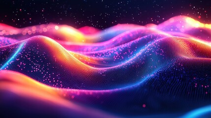 Poster - Ethereal wave of light cascading through the darkness creating a dreamy and enigmatic atmosphere