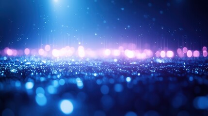 Poster - A stunning abstract background featuring a dazzling array of blue and purple bokeh lights, creating a dreamy and ethereal atmosphere perfect for digital projects or artistic expres