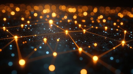 Poster - Futuristic computer keyboard illuminated with multicolored lights creating a high-tech vibe