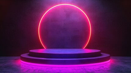 Poster - Vibrant neon light illuminating an artistic room creating a lively and energetic ambiance