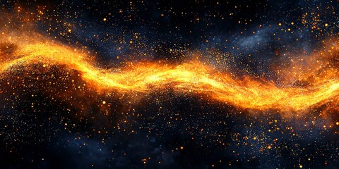 Wall Mural - stunning gold glitter powder creates a mesmerizing splash against a black backdrop.