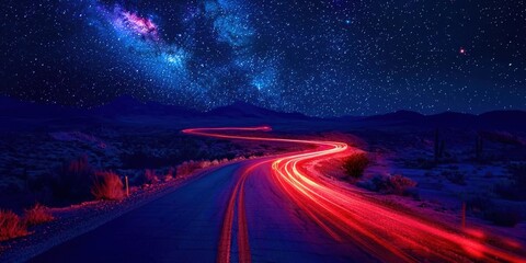 Wall Mural - Road with a red line on it