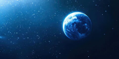 Wall Mural - Blue planet in space with a lot of stars