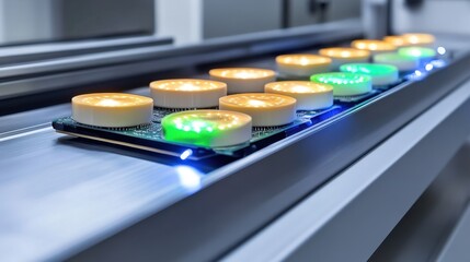 Poster - Circuit board diagnostics with LED indicators flashing, identifying faults in automated machinery