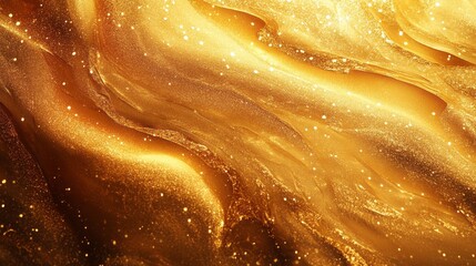 Poster - Translucent oil flows gracefully across the surface, radiating a rich golden hue, enhanced by sparkling particles that evoke a sense of luxury and elegance