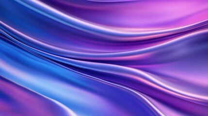 Poster - This satin texture features smooth and flowing waves in vibrant shades of purple and blue. The design creates an elegant backdrop offering ample copy space for various uses