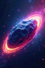 Wall Mural - iridescent asteroid with swirling rainbow halogen trails, cosmic, colors, rainbow
