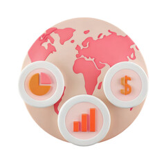 Poster - a globe design featuring graphs and financial symbols, representing global data analysis and economi