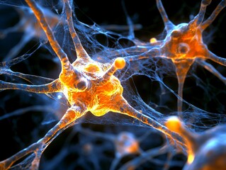 Aufkleber - Microscopic Examination of Neuron Networks Laboratory Scientific Imaging Abstract Close-Up Neural Connectivity