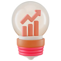 Poster - a light bulb featuring a rising graph design, symbolizing growth and innovation.