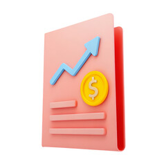 Poster - a colorful folder featuring a rising graph and a dollar coin, symbolizing financial growth and docum