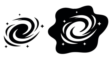minimalistic icon of a spiral galaxy. milky way pictogram