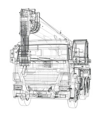 Poster - Car crane. Vector rendering of 3d