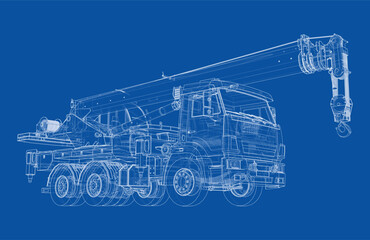 Poster - Car crane. Vector rendering of 3d