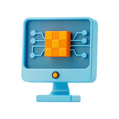 Poster - a colorful computer monitor displaying a grid-like design with interconnected lines, emphasizing dig