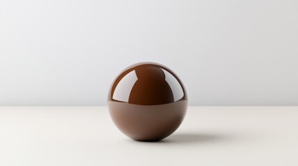 Wall Mural - Glossy brown sphere on a minimalistic surface with soft lighting, creating an elegant ambiance