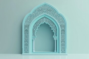 Poster - A Decorative Teal Colored Archway Displayed Against a Wall