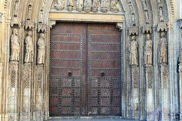 Wall Mural - Cathedral of Saint Mary entrance,Virgin square of Valencia,Spain