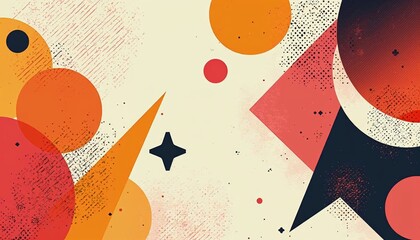 Wall Mural - Geometric Composition Featuring Circles, Triangles, and Stars on a Beige Background, Ideal For Abstract Projects and Modern Designs. The design is suitable for various creative applications including