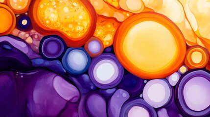 Wall Mural - Abstract vibrant colorful circles and swirls blending in a fluid artistic composition