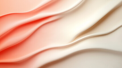 Poster - Elegant fabric waves in soft coral and cream tones creating a soothing aesthetic for decor or design purposes