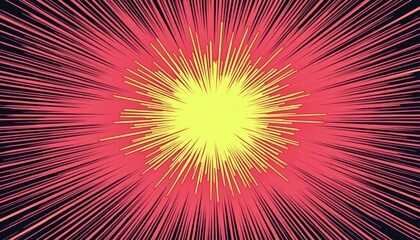 Wall Mural - Abstract Red And Yellow Burst With Radial Lines For Dynamic Visual Effects Perfect For Action Scenes illustration Keywords