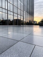 Aufkleber - Modern Urban Architecture with Reflective Glass Facades During Sunset : Generative AI