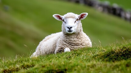 Poster - Charming sheep lounging on green hillside showcasing the beauty of rural life and nature : Generative AI