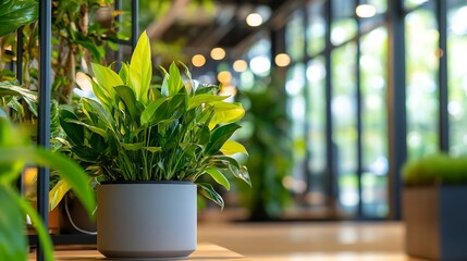Poster - Lush Indoor Plant Arrangement in a Modern Space Filled with Natural Light : Generative AI
