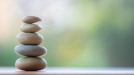 Poster - Balanced StoneStack Against a Softly Blurred Natural Background : Generative AI