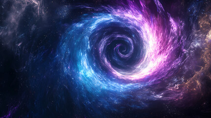 Wall Mural - a swirling cosmic vortex with vibrant purple and blue hues, creating a mesmerizing portal effect aga