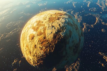 Wall Mural - A celestial planet floats among many stellar objects in space