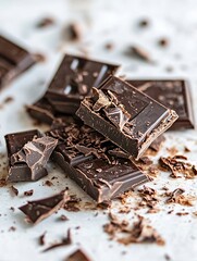 Aufkleber - Delicious Dark Chocolate Broken into Pieces with Flaky Texture Ideal for Sweet Treats and Desserts : Generative AI