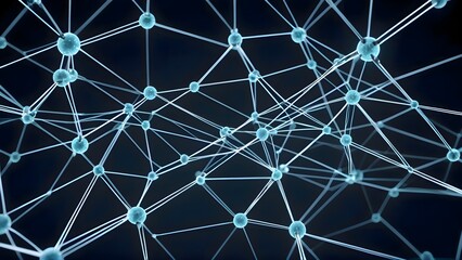 Poster - Abstract network of glowing blue nodes connected by thin lines on a dark background.
