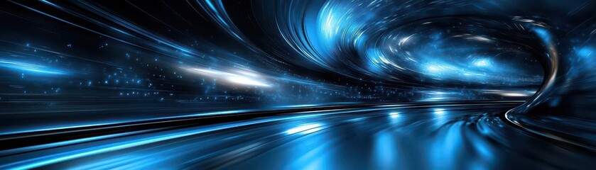 Poster - The futuristic electric blue background is high contrast, vibrant and cutting-edge, creating a dynamic visual experience.